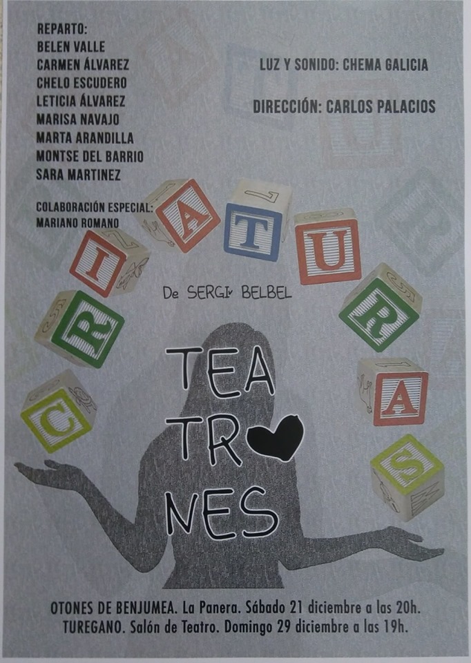 Cartel de la próxima actuación de Teatrones